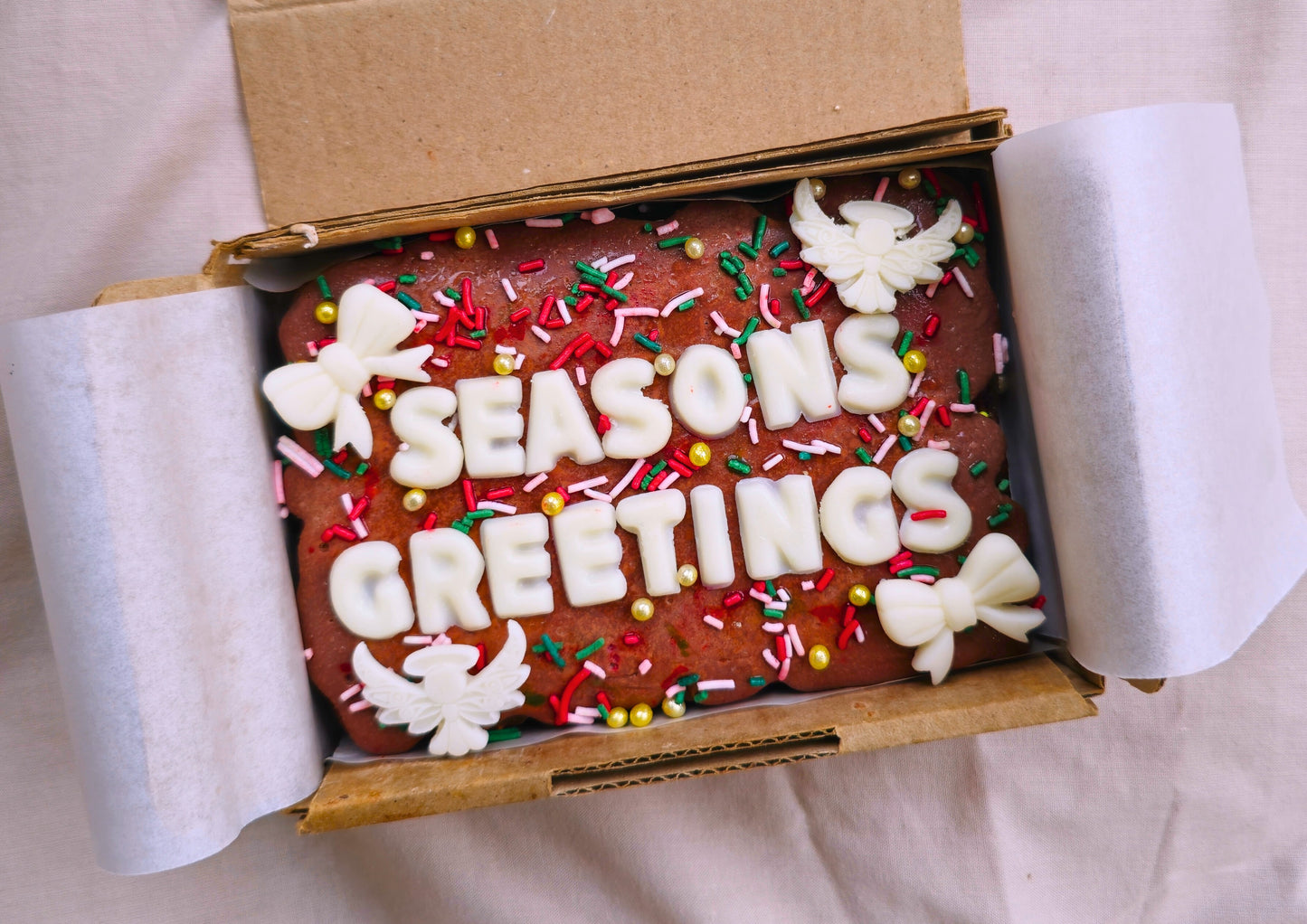 Custom Message Brownie with chocolate/sweet decor