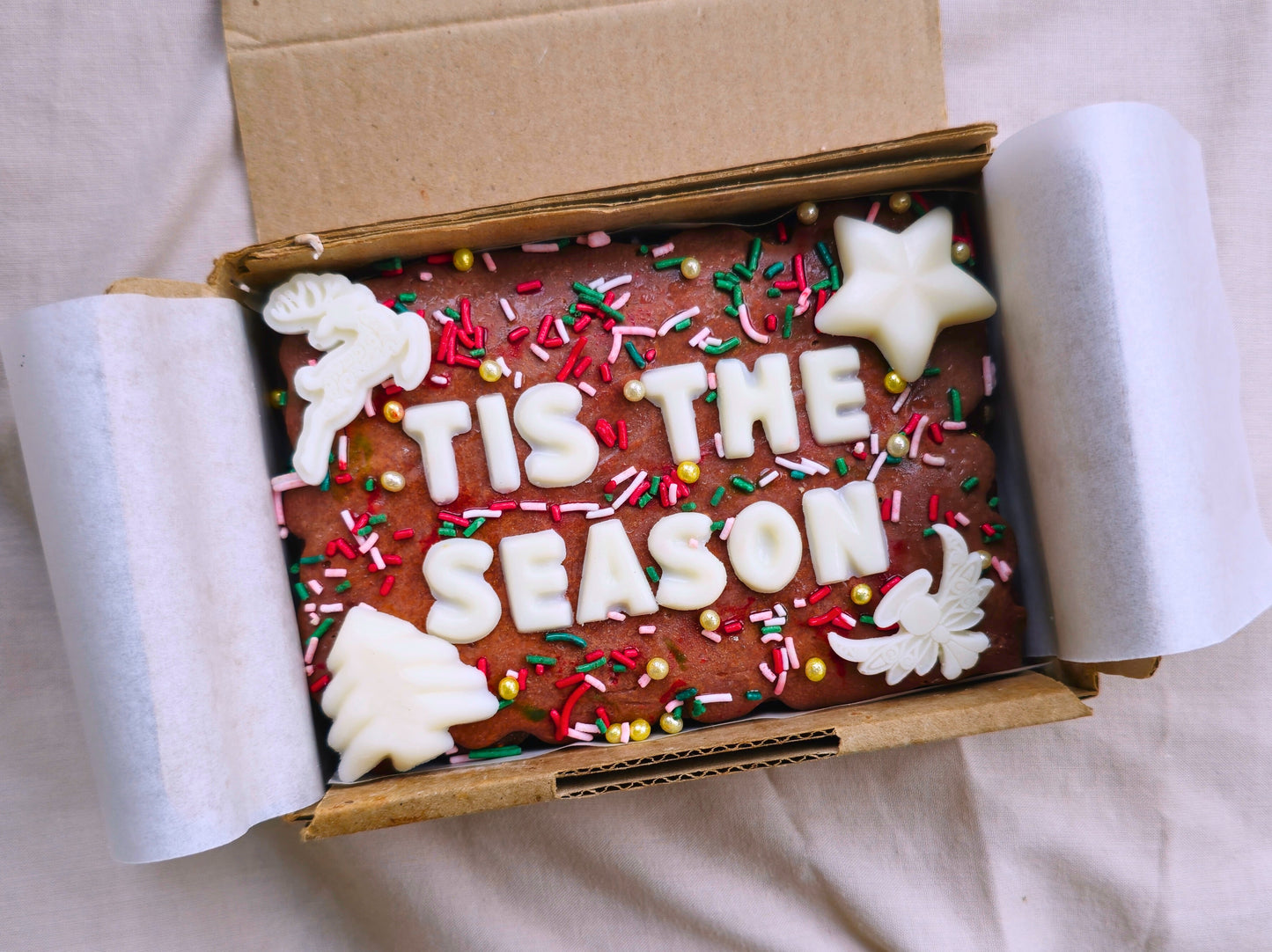 Custom Message Brownie with chocolate/sweet decor