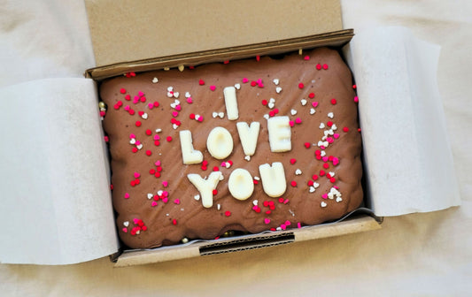 Valentines Day Custom Message Brownie with Sprinkles