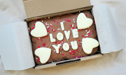 Custom Message Brownie with chocolate/sweet decor