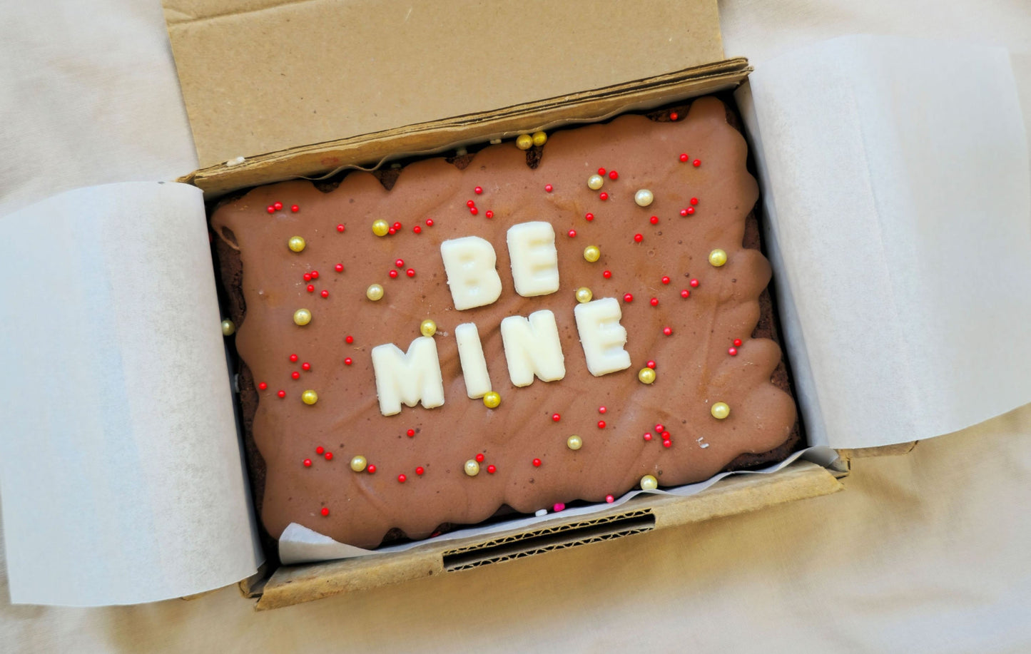 Valentines Day Custom Message Brownie with Sprinkles