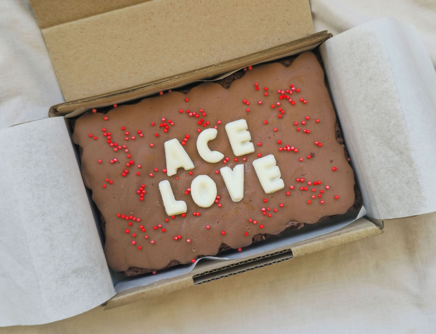 Valentines Day Custom Message Brownie with Sprinkles