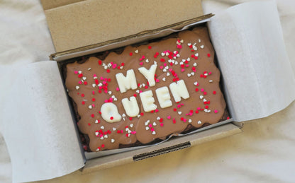 Valentines Day Custom Message Brownie with Sprinkles