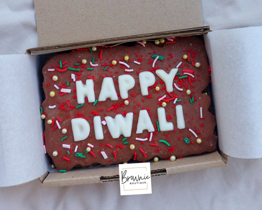 Diwali Custom Message Brownie with Sprinkles