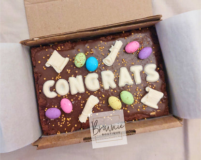 Custom Message Brownie with chocolate/sweet decor