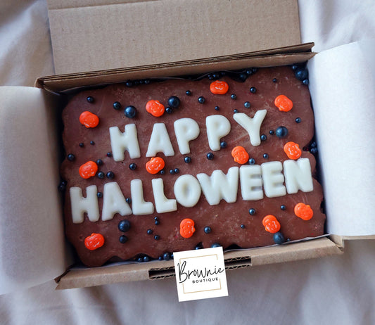 Halloween Custom Message Brownie with Sprinkles